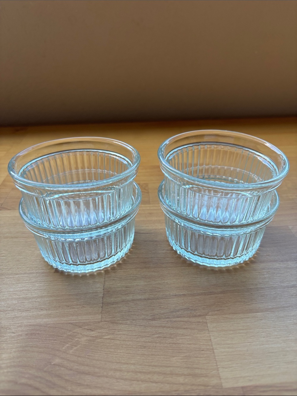 Vintage Pyrex 4 oz Ribbed Clear Glass Ramekins/Custard Cups Set of 4